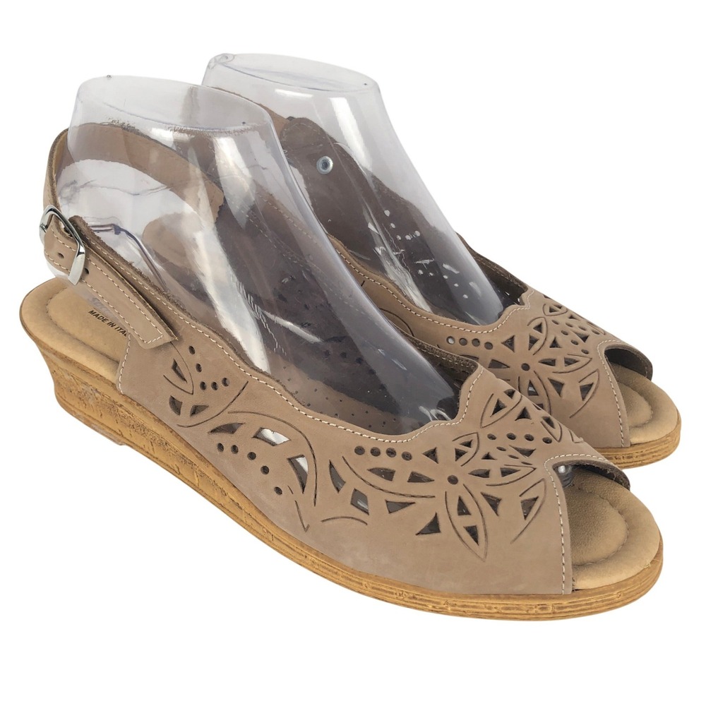 Spring Step Orella Women's Sling Wedge Sandal Black Size EU 40 US 9 Tan EUC